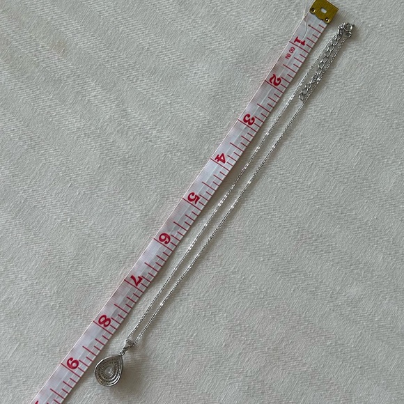 Silver Layered Pear Halos Bridal CZ Necklace - Picture 3 of 9